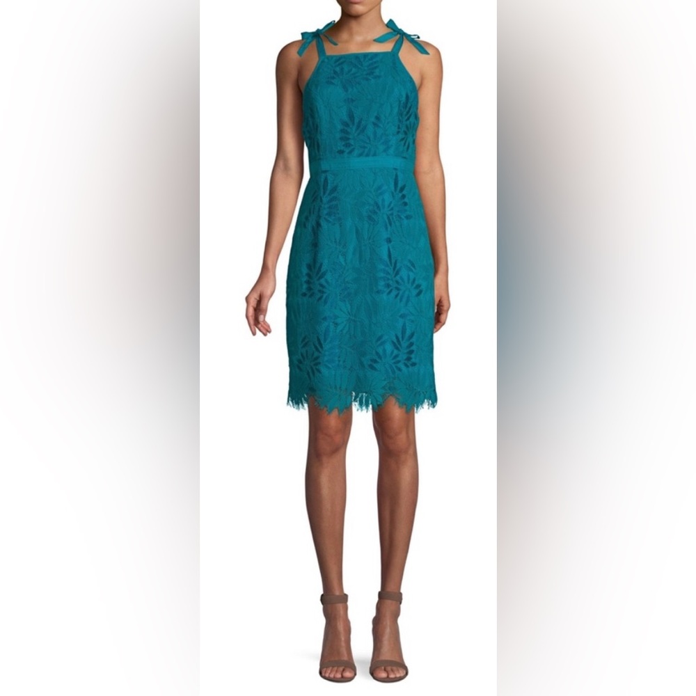 Lilly Pulitzer Teal Tidal Wave Midi Lace Kayleigh Shift 00